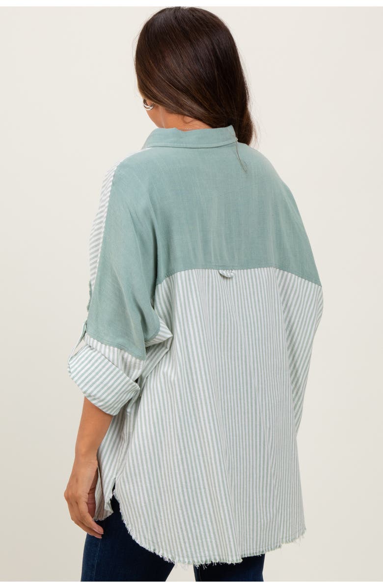 PinkBlush Colorblock Stripe Oversized Button Down, Alternate, color, Light Olive