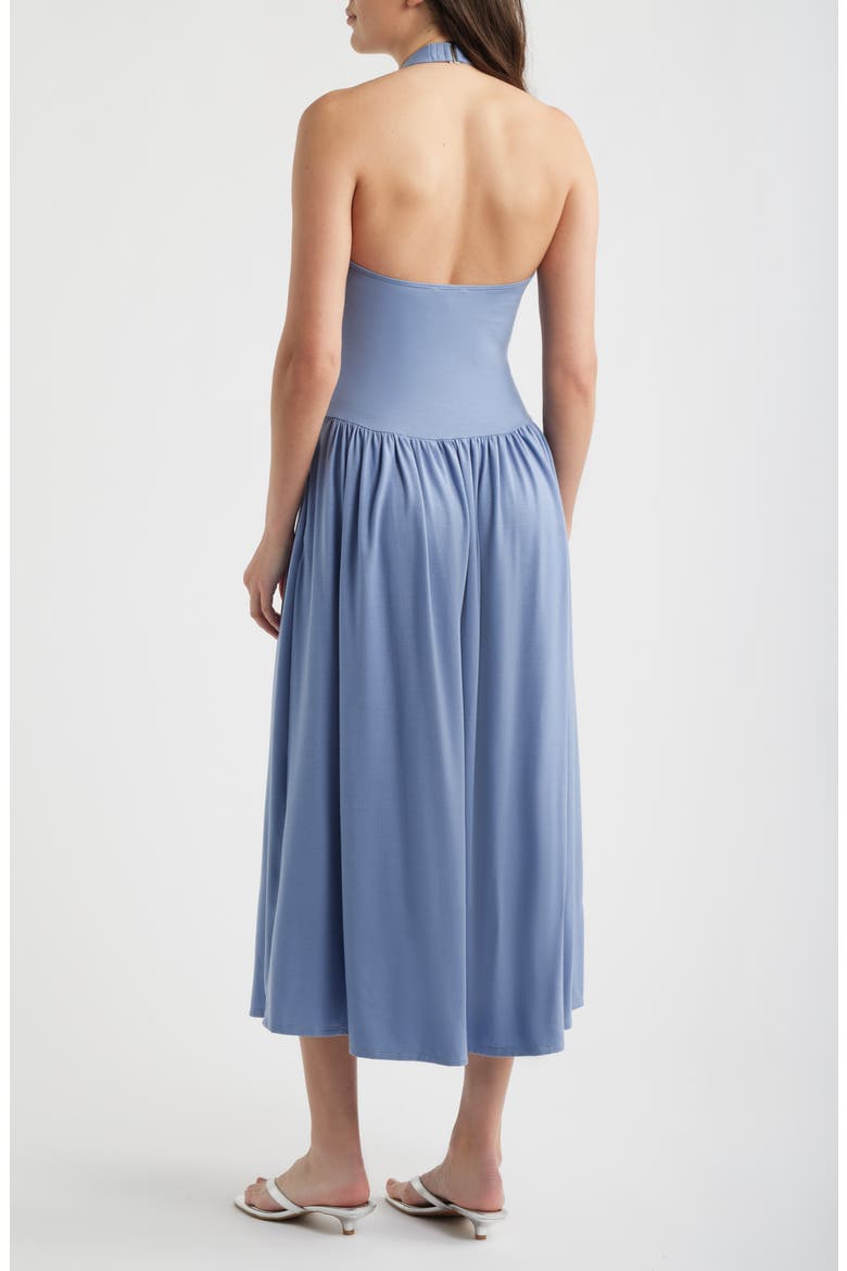 Clara Halter Neck Knit Midi Dress, Alternate, color, STORM