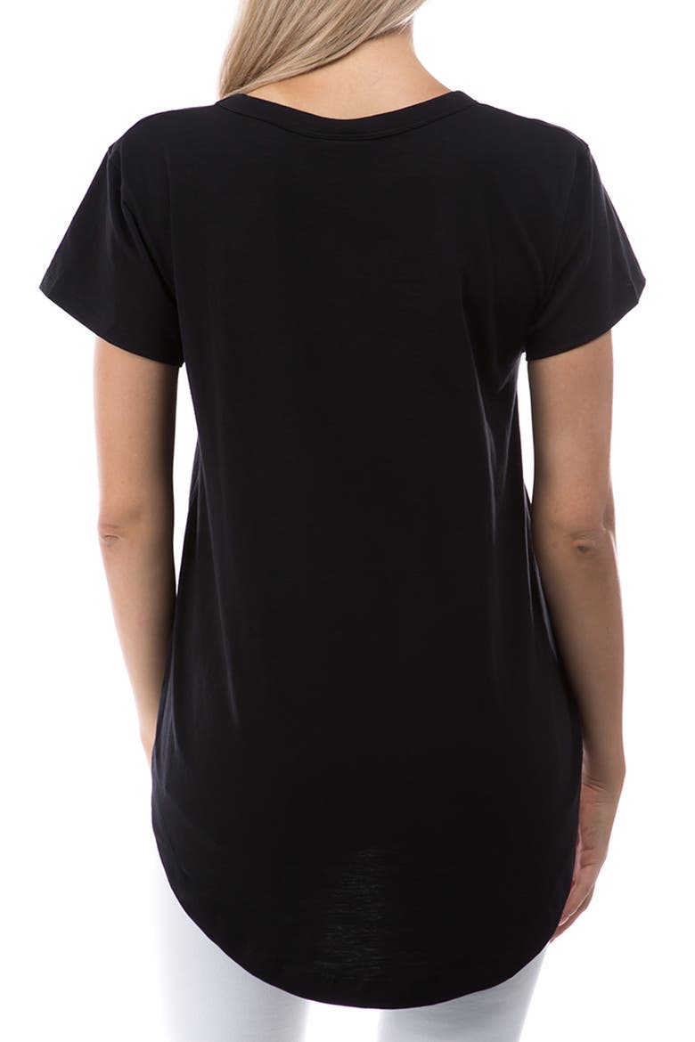V-Neck High-Low T-Shirt, Alternate, color, BLACK