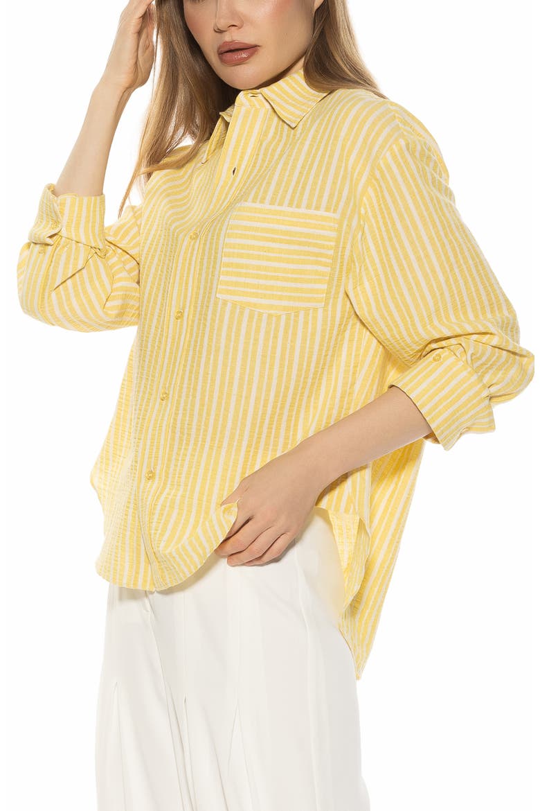 Tammi Oversize Button-Up Shirt, Alternate, color, YELLOW STRIPE