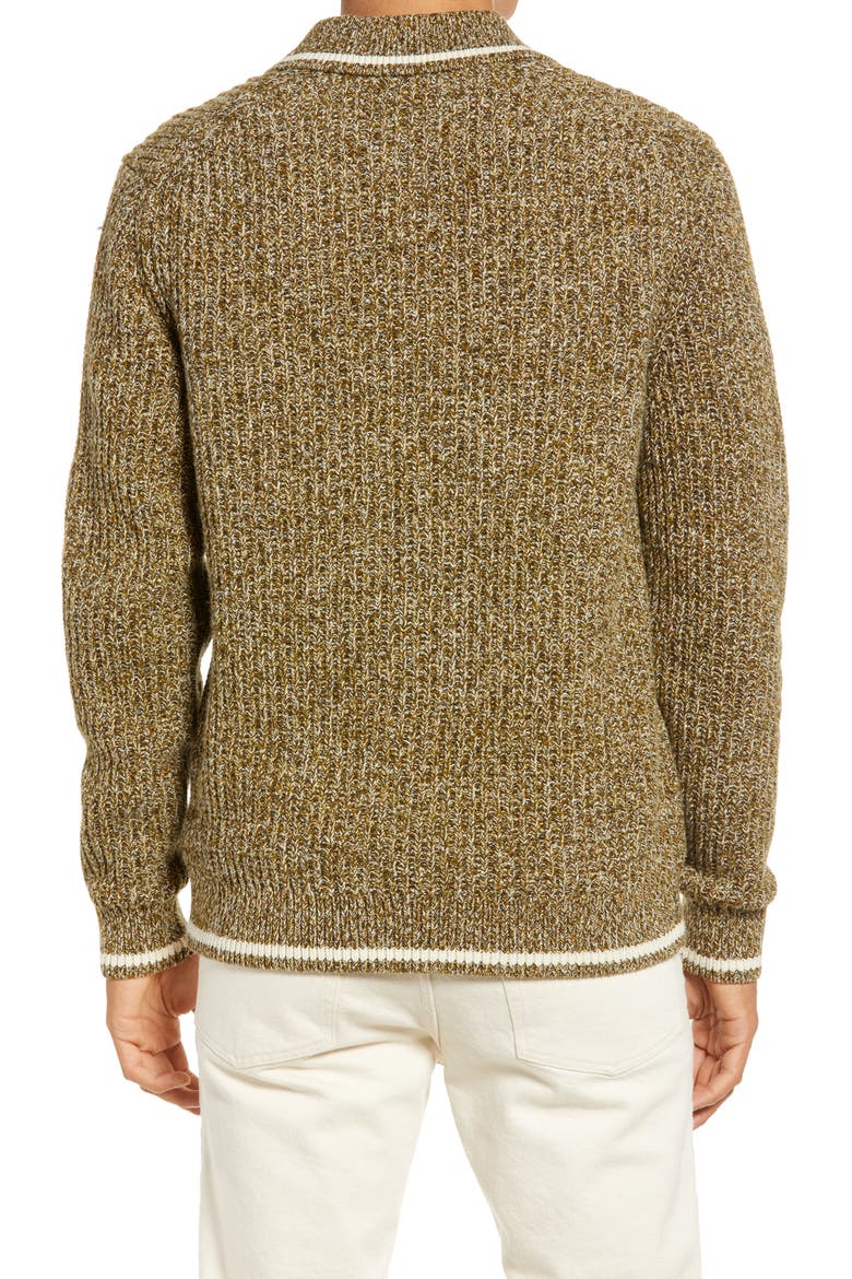 Tames Mouline Polo Sweater, Alternate, color, KHAKI