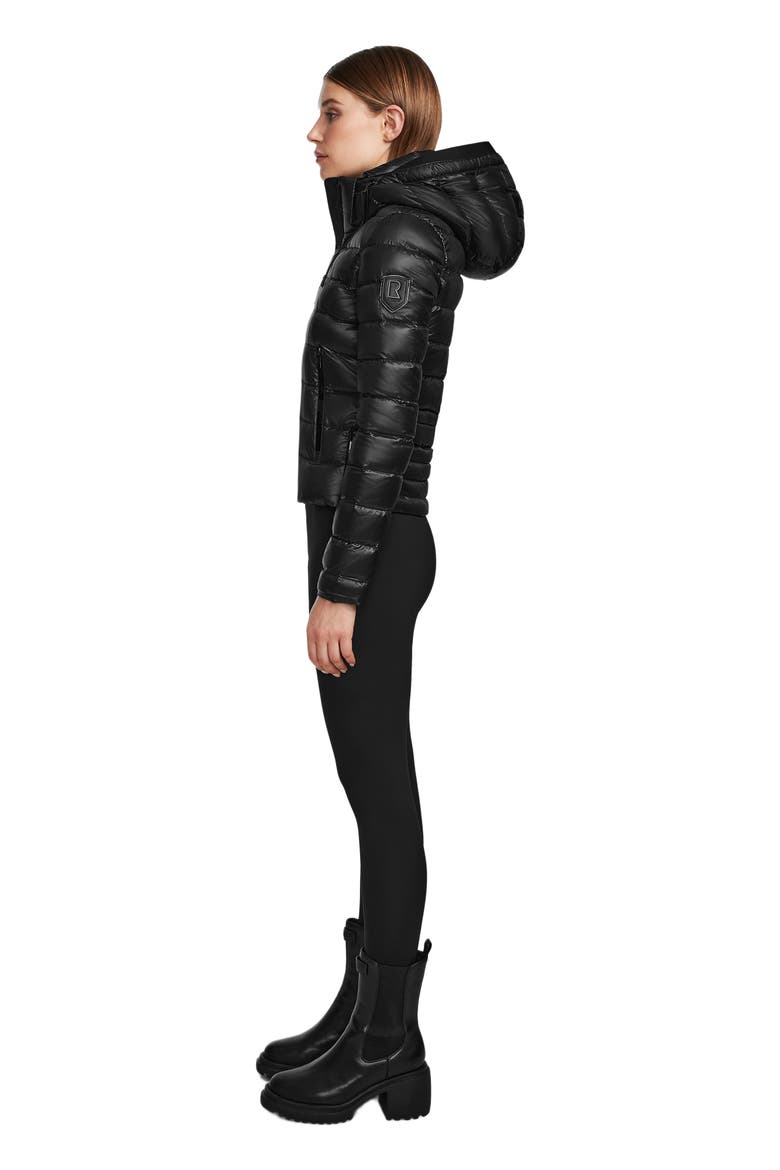 MELISSA Women's Lightweight Black Puffer Coat with Removable Hood, Alternate, color, Black