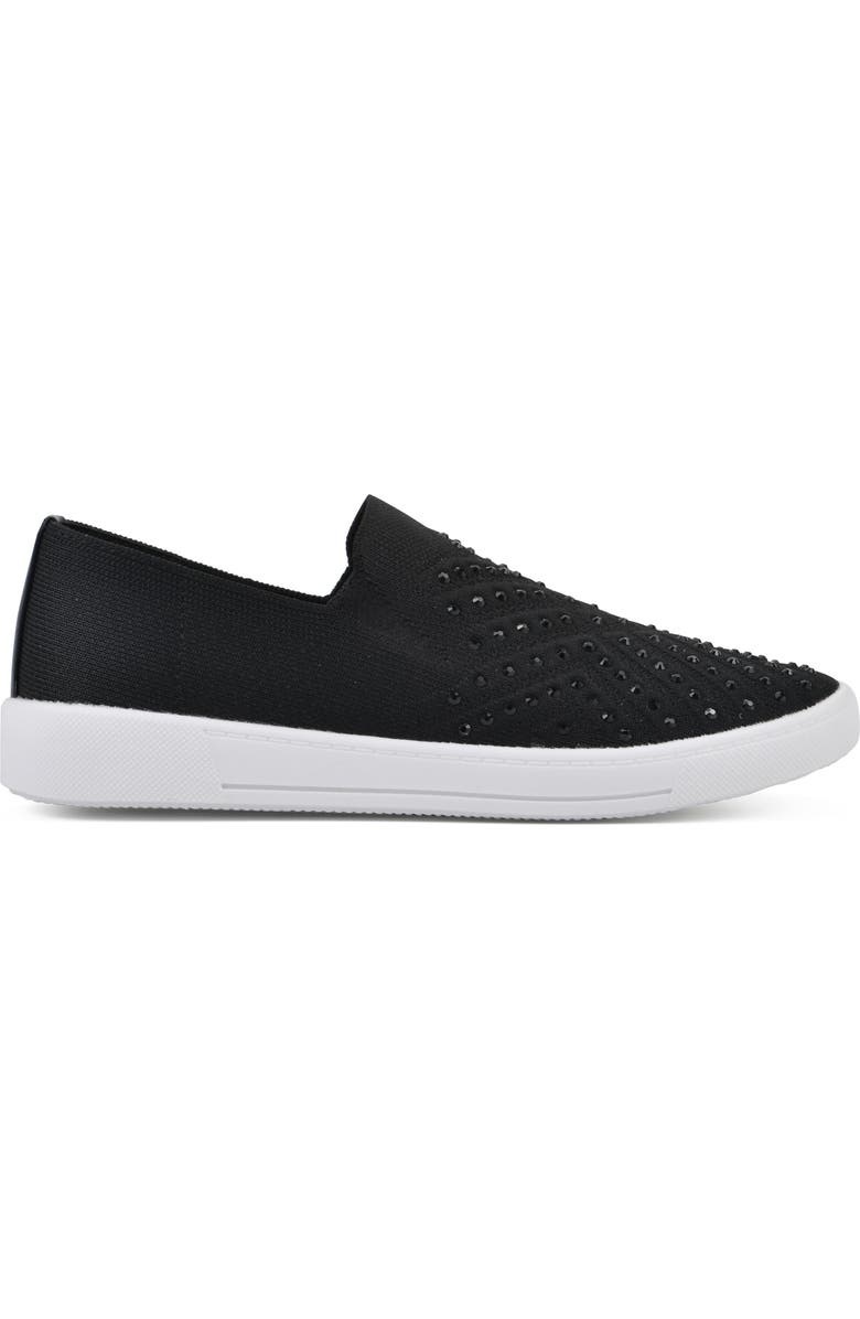 White Mountain Footwear Upbring Rhinestone Slip-On, Alternate, color, Black/ Fabric
