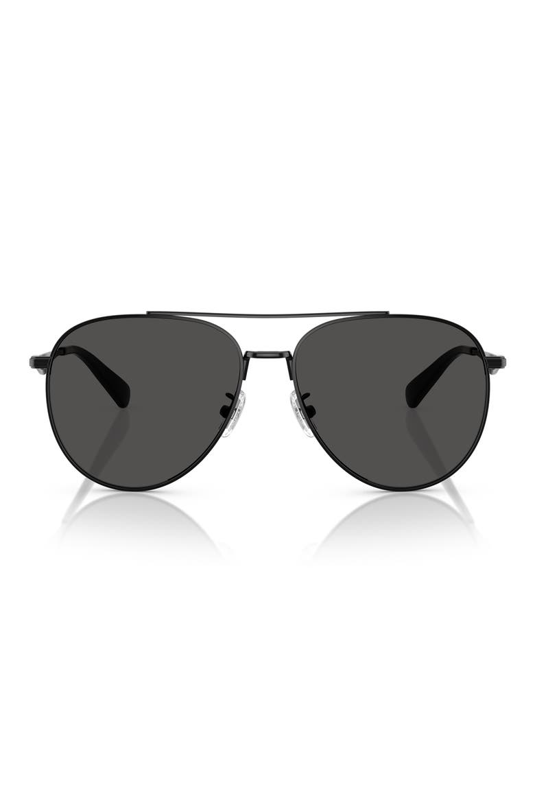 57mm Pilot Sunglasses, Main, color, SHINY BLACK / GREY SOLID