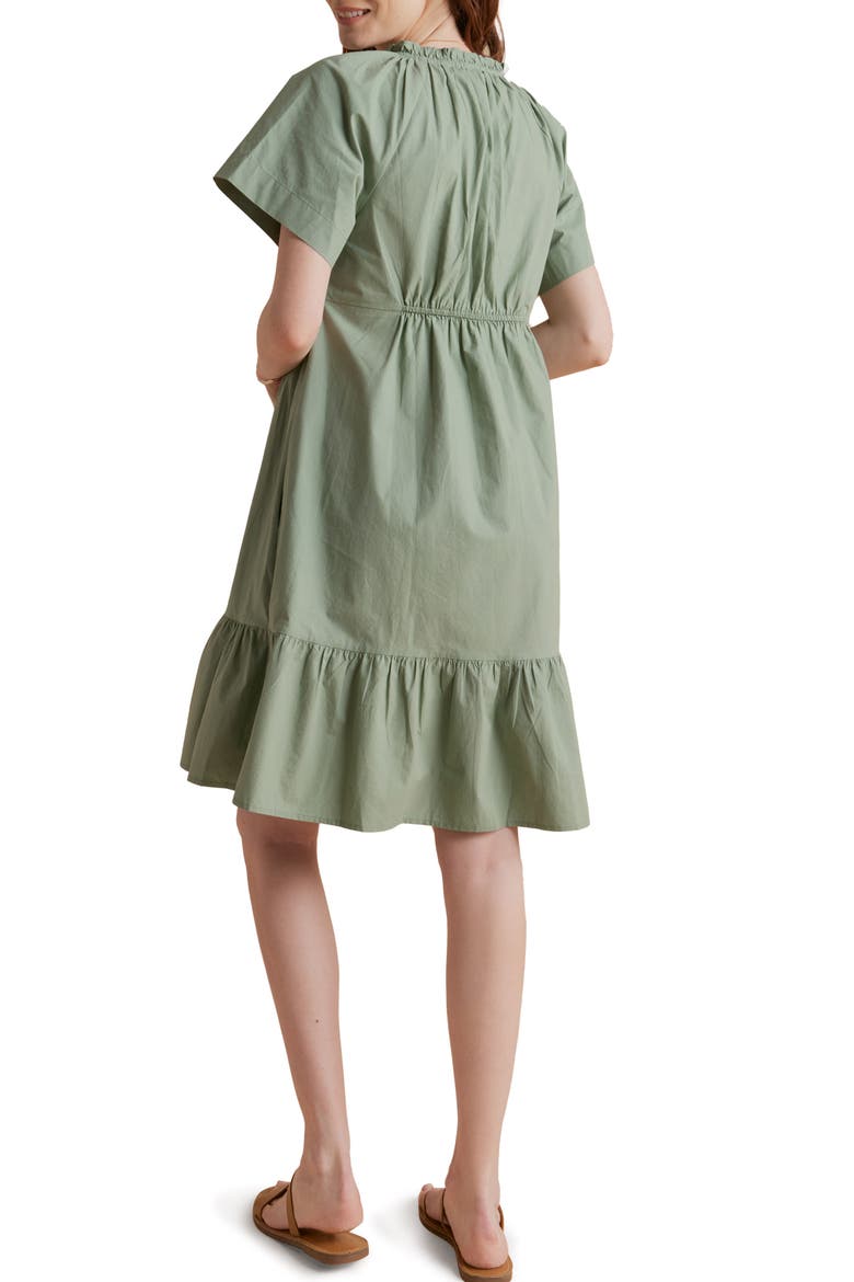 Tiered Cotton Maternity Dress, Alternate, color, DEEP SAGE