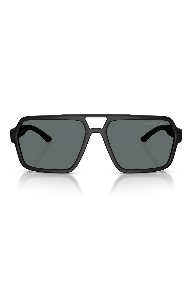 59mm Polarized Pilot Sunglasses, Main, color, BLACK RUBBER