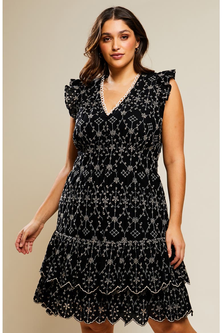 Bellini Ruffle Minidress, Alternate, color, BLACK/ BEIGE
