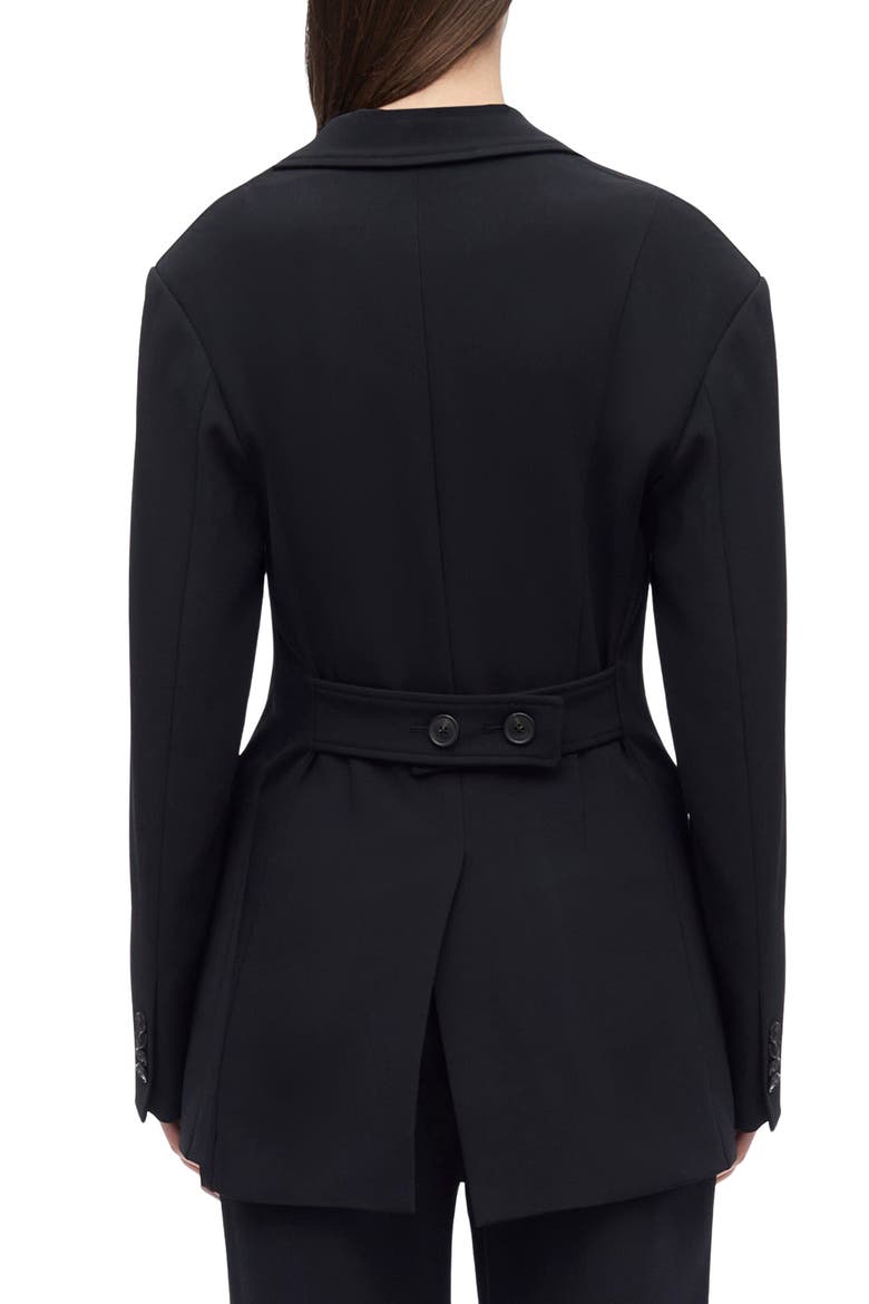 Matte Crepe Cinched Blazer, Alternate, color, BLACK