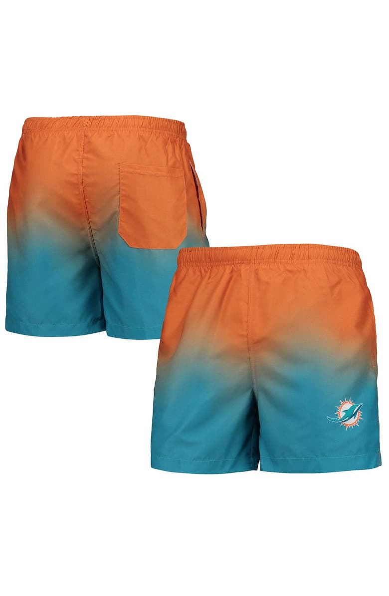 FOCO Men's FOCO Aqua/ Miami Dolphins Dip-Dye Swim Shorts, Alternate, color,
