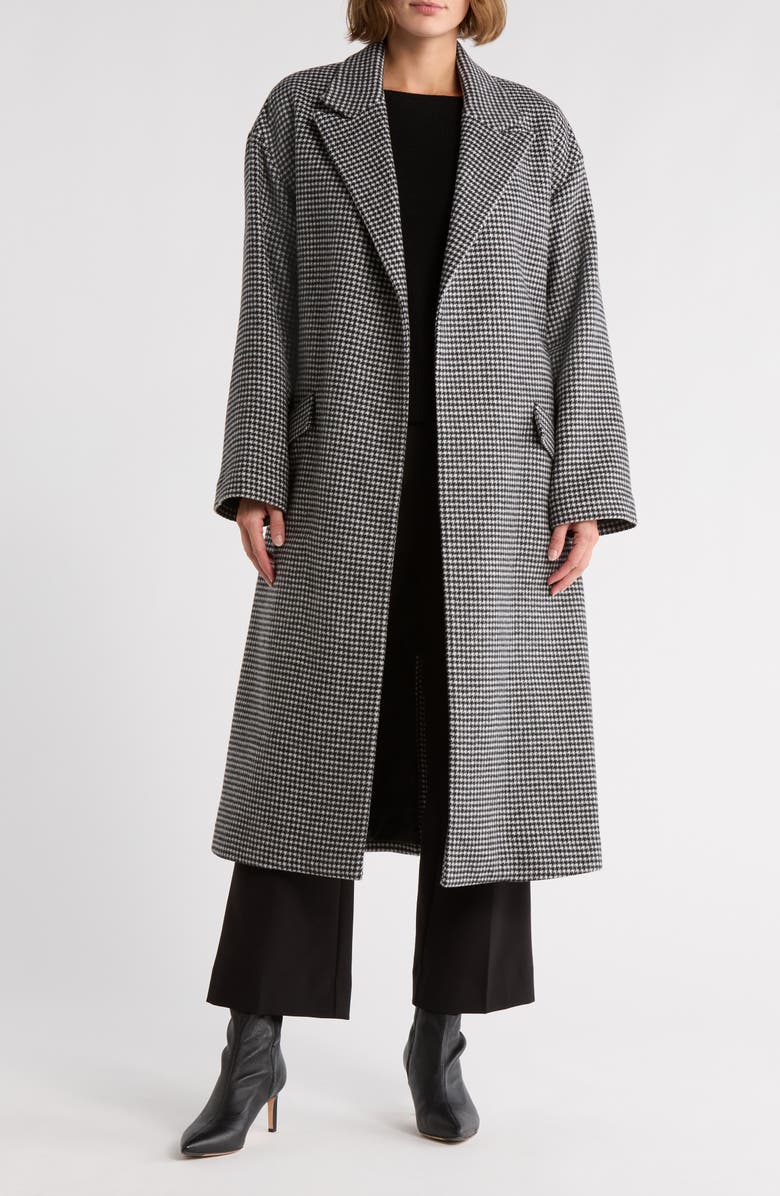 Theory Houndstooth Robe Coat, Main, color, Grey Multi