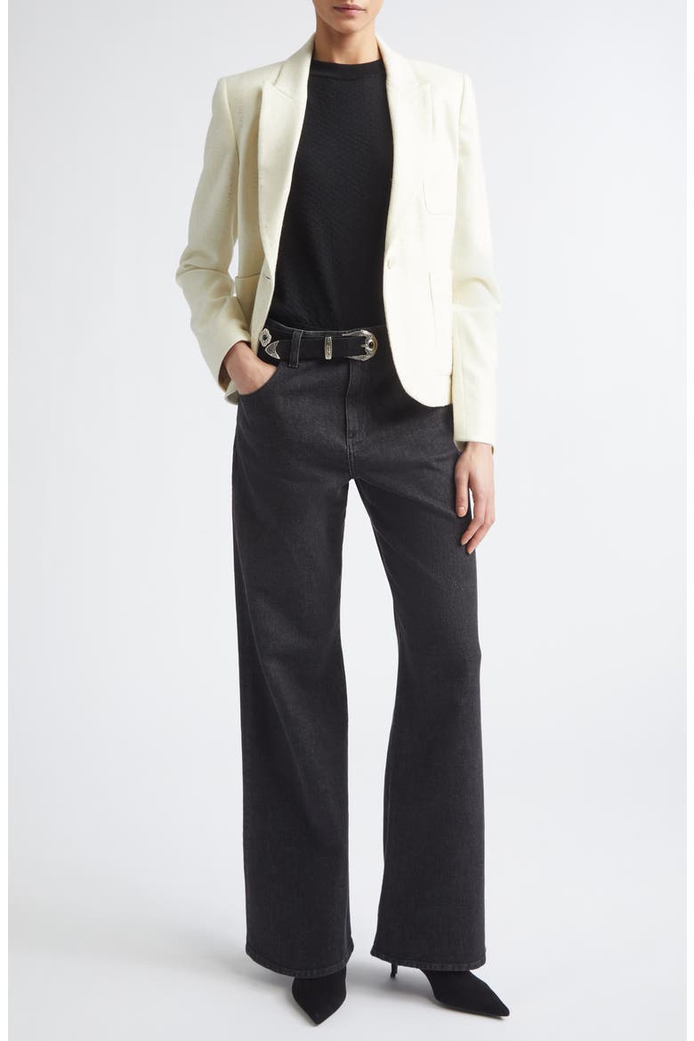 Sequin Detail Alpaca Blend Blazer, Alternate, color, CREAM