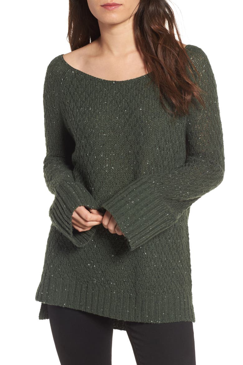 Slouchy Tunic Sweater, Main, color, GREEN WOOD