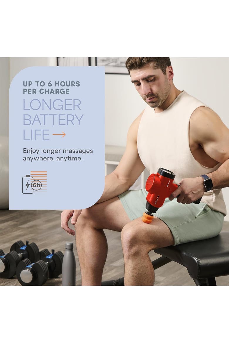 Sonic Massage Gun Percussion Muscle Massager with 8 Heads & 6 Speeds, Alternate, color, Red
