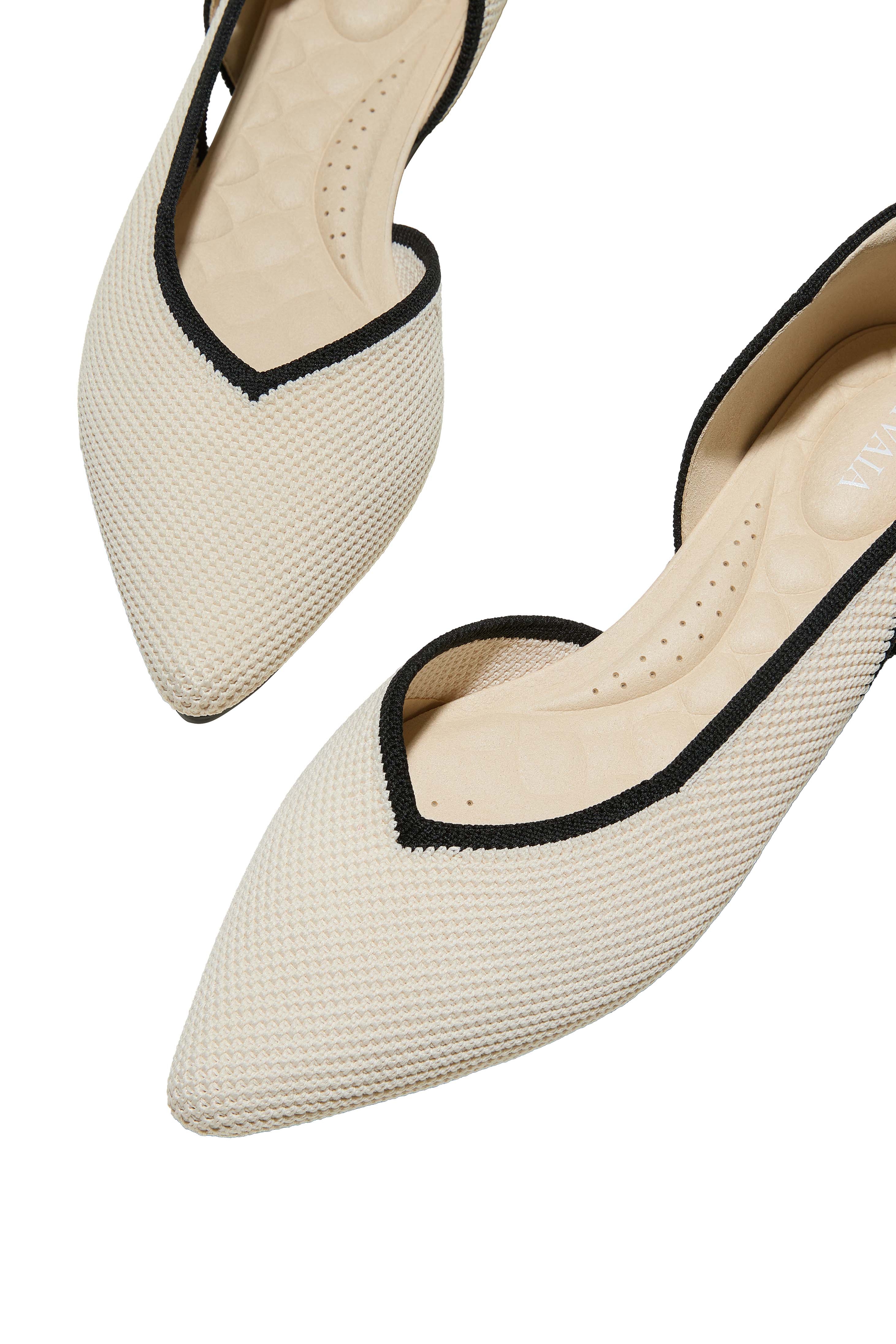 Pointed-Toe D'Orsay Flats, Alternate, color, PALE APRICOT/BLACK BRICKWORK