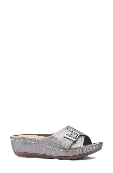 Justina Buckle Wedge Sandal (Women)