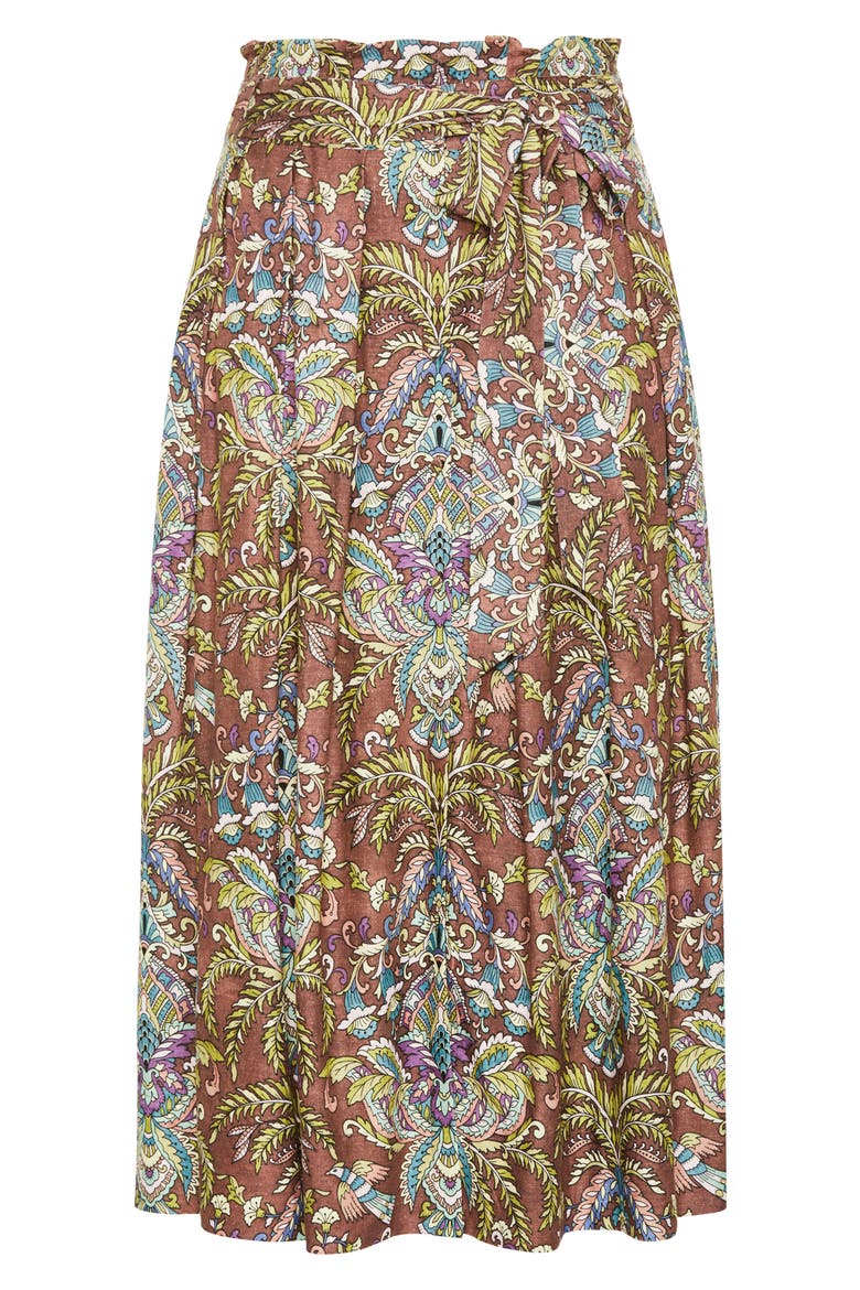 Sable Tie Waist Maxi Skirt, Alternate, color, BROWN PRINT