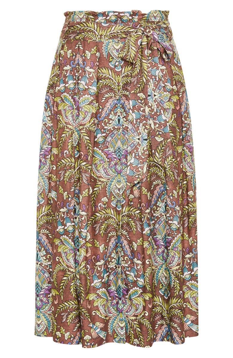 City Chic Sable Tie Waist Maxi Skirt, Alternate, color, Brown Print