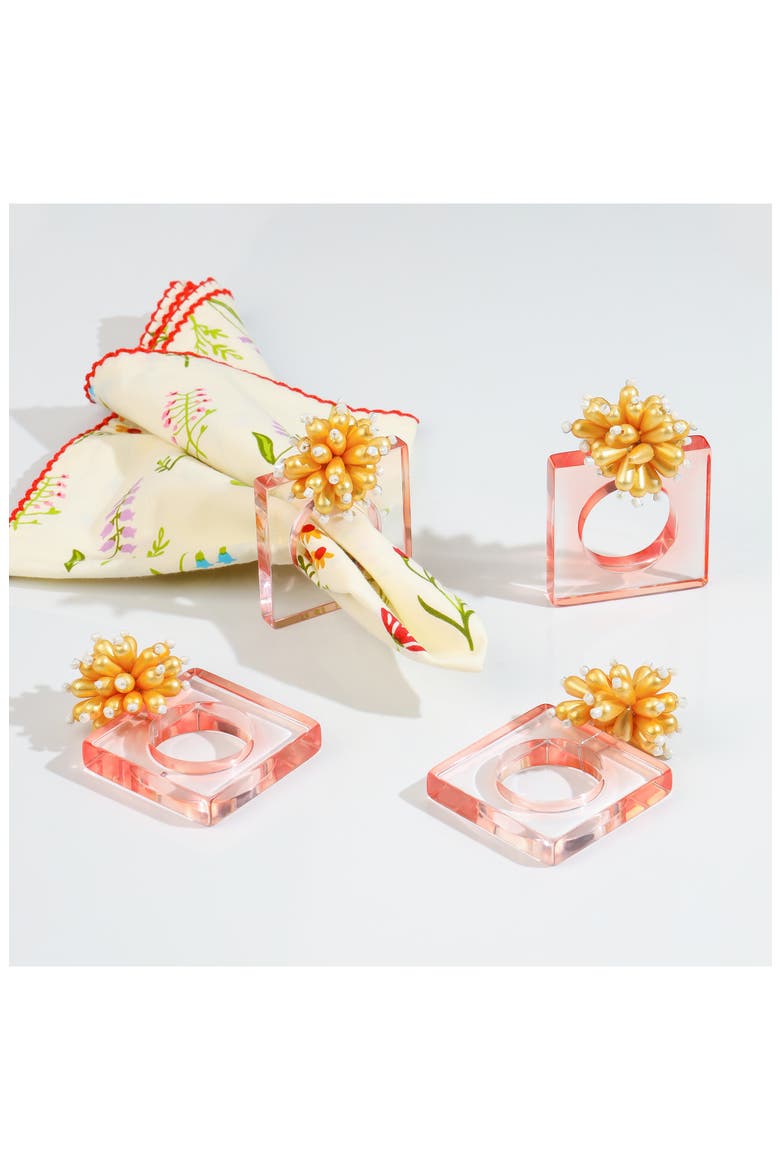 Acrylic Set of 4 Napkin Rings, Alternate, color, PINK/ ORANGE