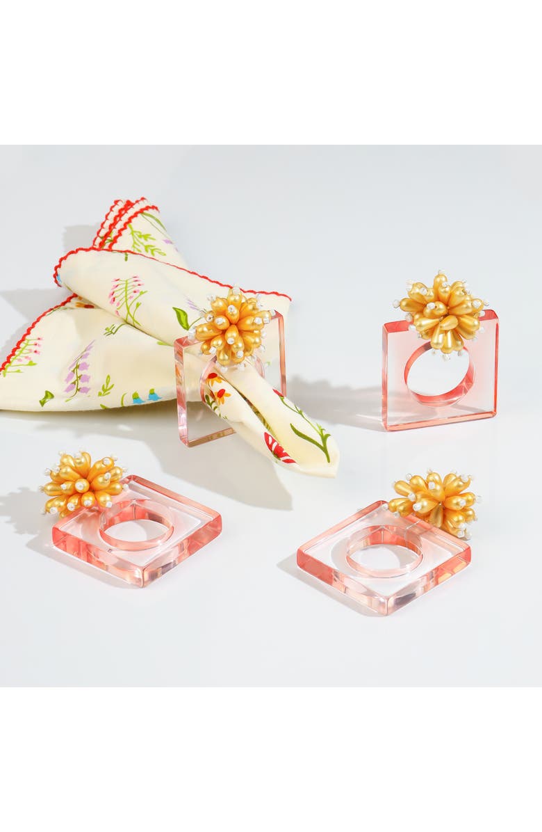 Tiramisu Acrylic Set of 4 Napkin Rings, Alternate, color, Pink/ Orange