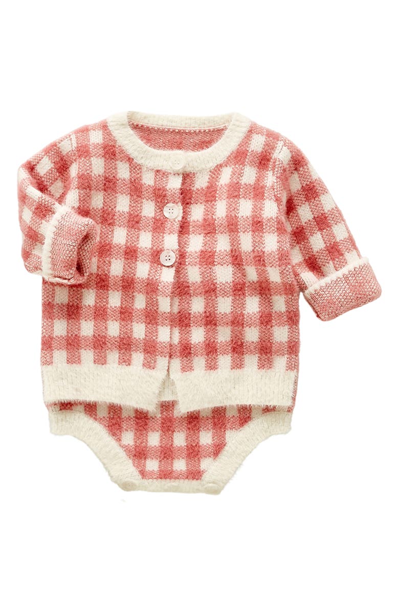 Ashmi & Co. Rue Cotton Jacquard Cardigan & Bodysuit Set, Alternate, color, Red