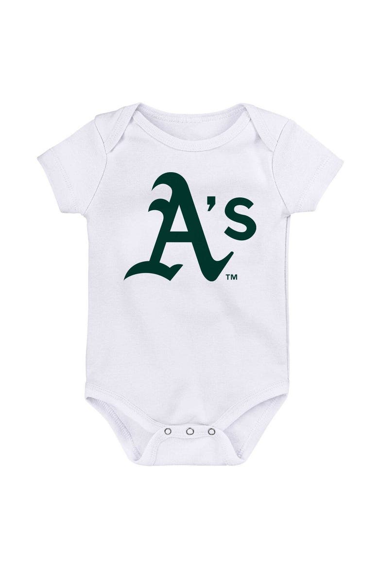 Infant Gold/Green/White Oakland Athletics Minor League Player Three-Pack Bodysuit Set, Alternate, color, Gold
