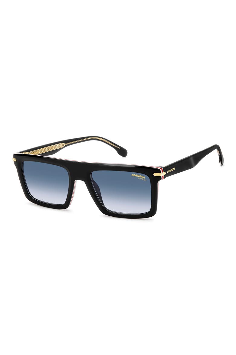 54mm Rectangular Flat Top Sunglasses, Alternate, color, BLACK RED/ DARK BLUE