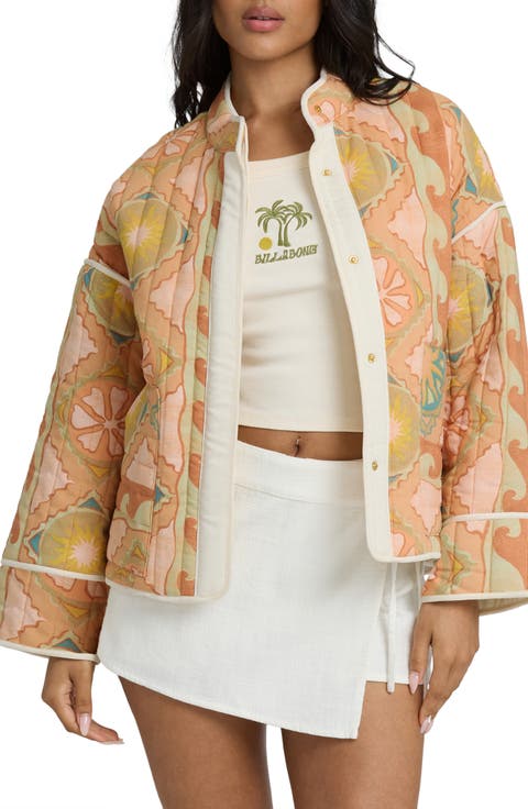 Folk Story Abstract Oversize Quilted Jacket