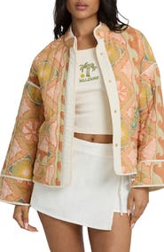 Billabong Folk Story Abstract Oversize Quilted Jacket