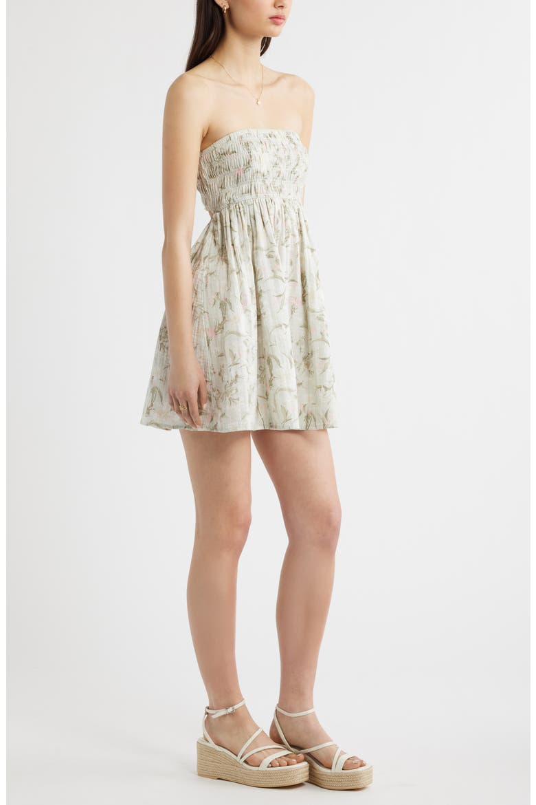Cutout Strapless Cotton Minidress, Alternate, color, GREY- IVORY SKYLAR SOLEIL