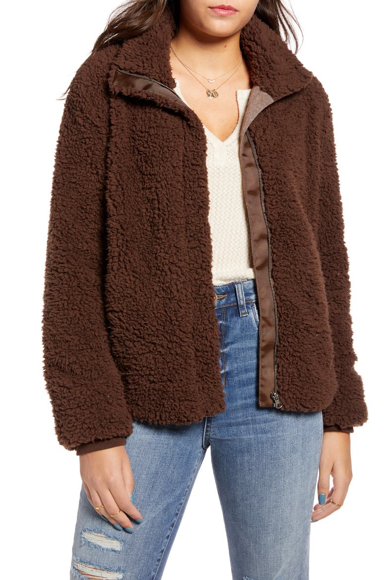 Wubby Fleece Zip Jacket, Main, color, STEWART HOUSE BROWN
