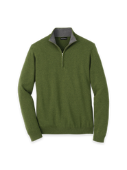 Paul Fredrick Supima Cotton Quarter Zip Mock Neck Sweater