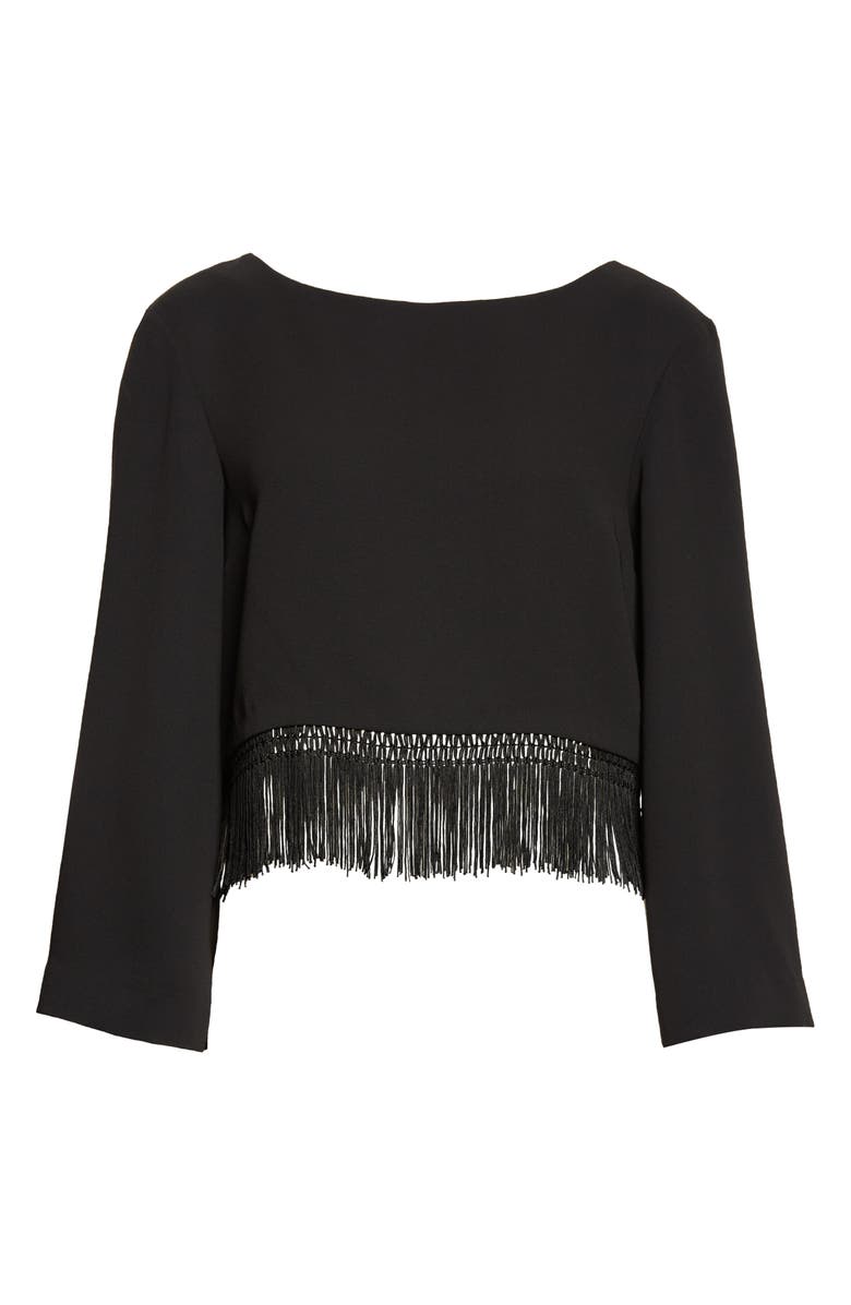 POSSE Bianca Fringe Hem Top, Alternate, color, Black