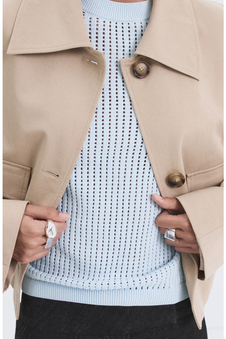 Pera Open Stitch Crewneck Sweater, Alternate, color, SKY BLUE