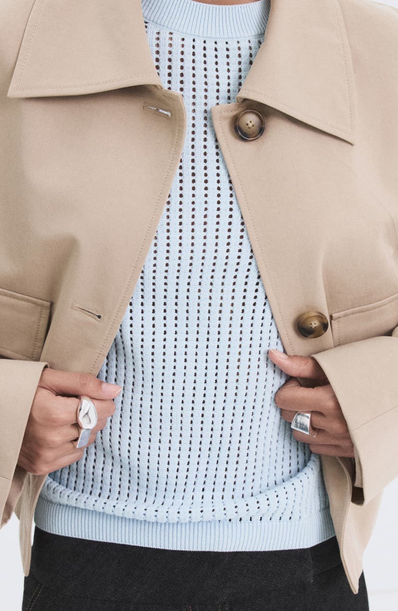 MANGO Pera Open Stitch Crewneck Sweater, Alternate, color, Sky Blue