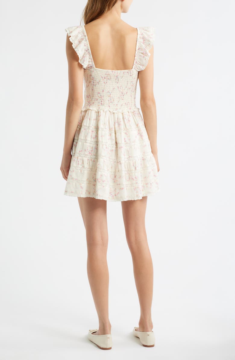 LoveShackFancy Finny Tiered Cotton Fit & Flare Minidress, Alternate, color, Magnolia