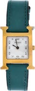 Pre-Owned Hermes Heure H Quartz Watch Plated Metal and Leather 21