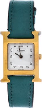 Pre-Owned Hermes Heure H Quartz Watch Plated Metal and Leather 21