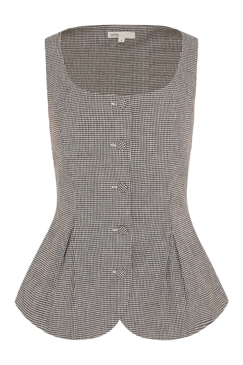 Peplum Vest, Alternate, color, Brown/White