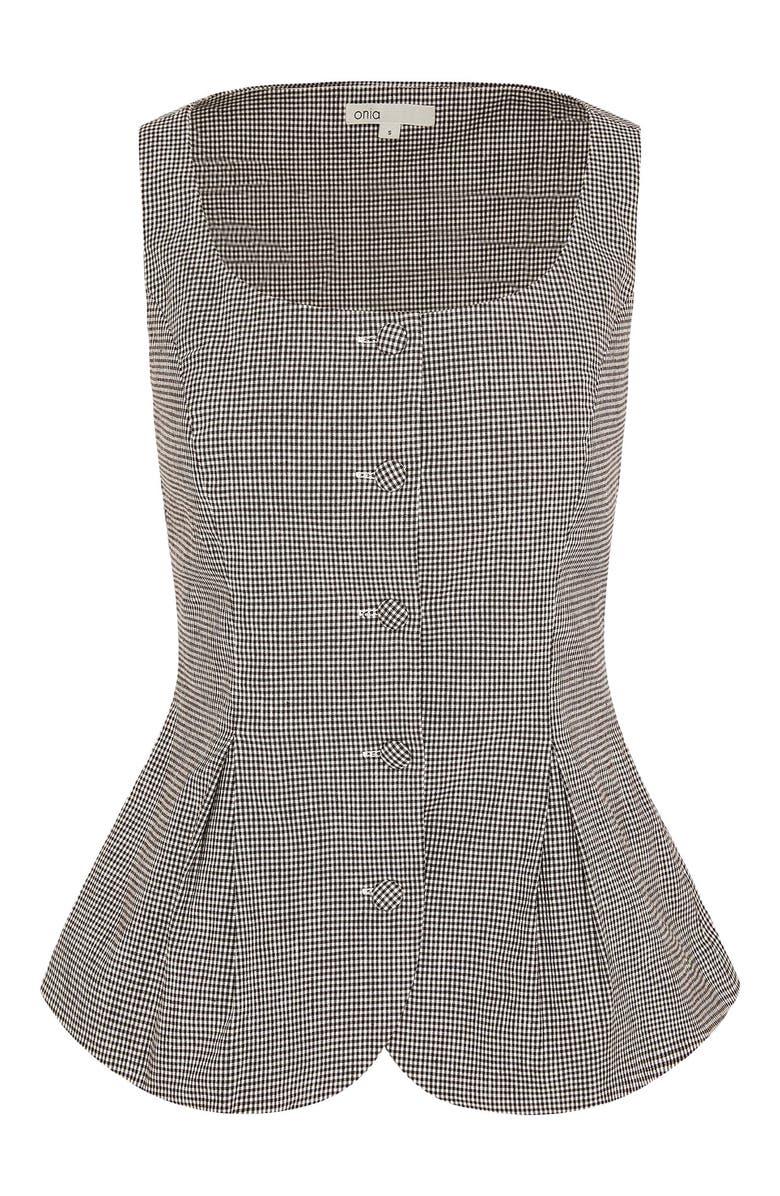 Onia Peplum Vest, Alternate, color, Brown/White