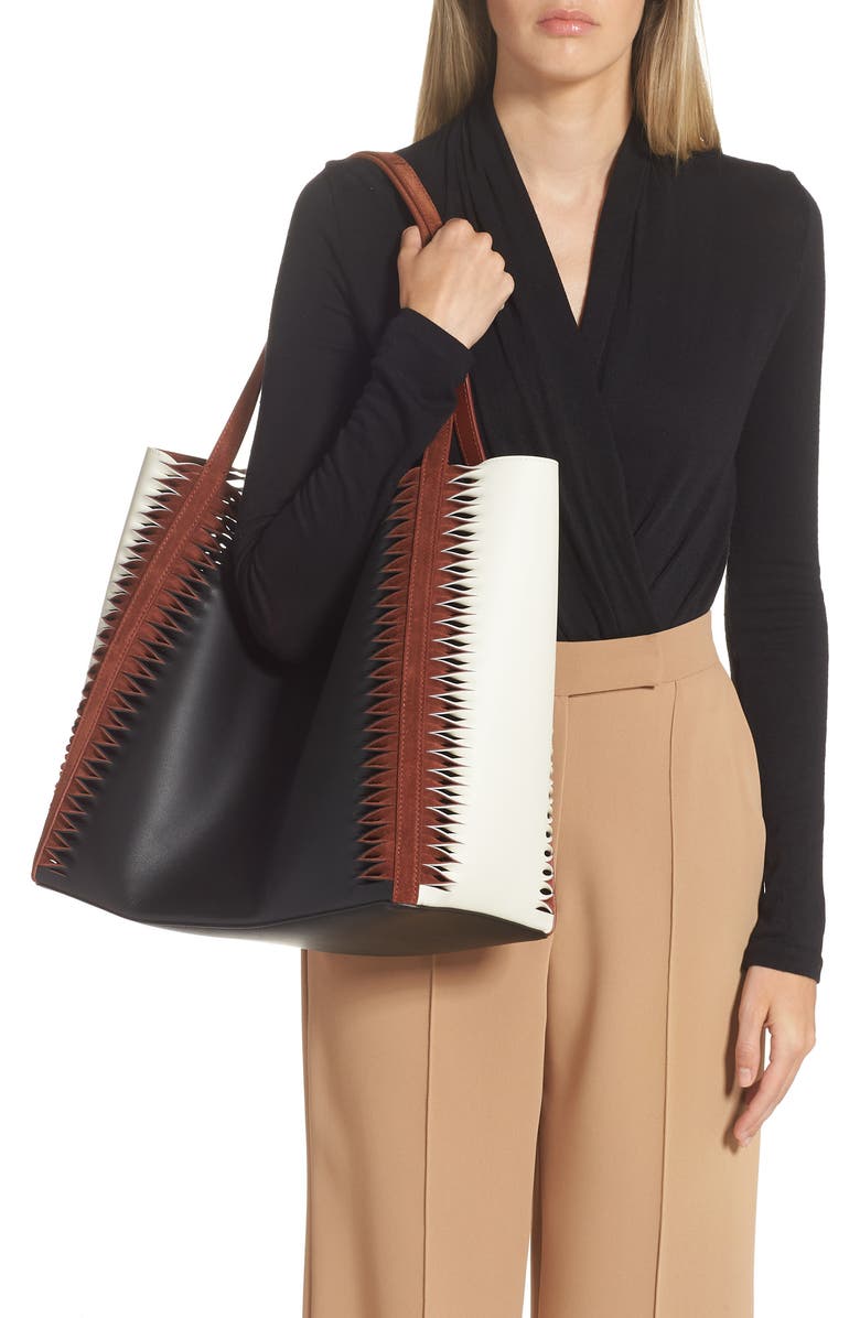 Chloé Louela Twist Trim Leather Tote, Alternate, color,