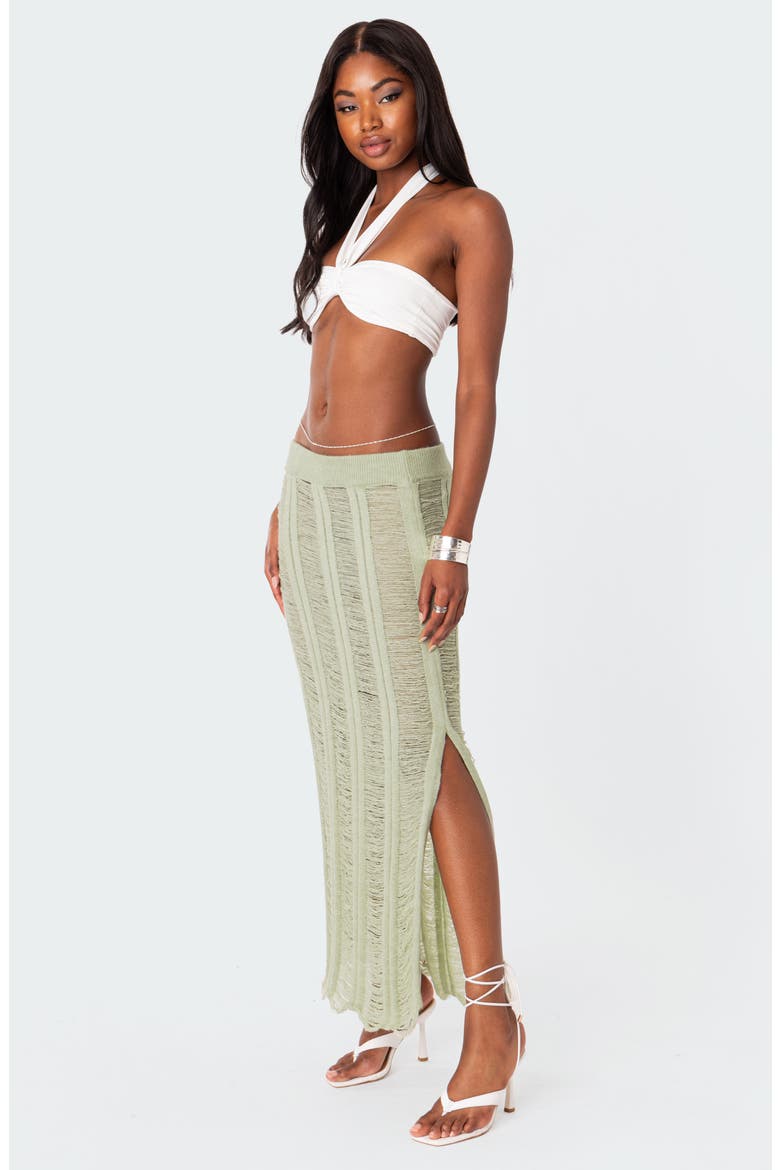 Ophelia Distressed Knit Maxi Skirt, Alternate, color, OLIVE