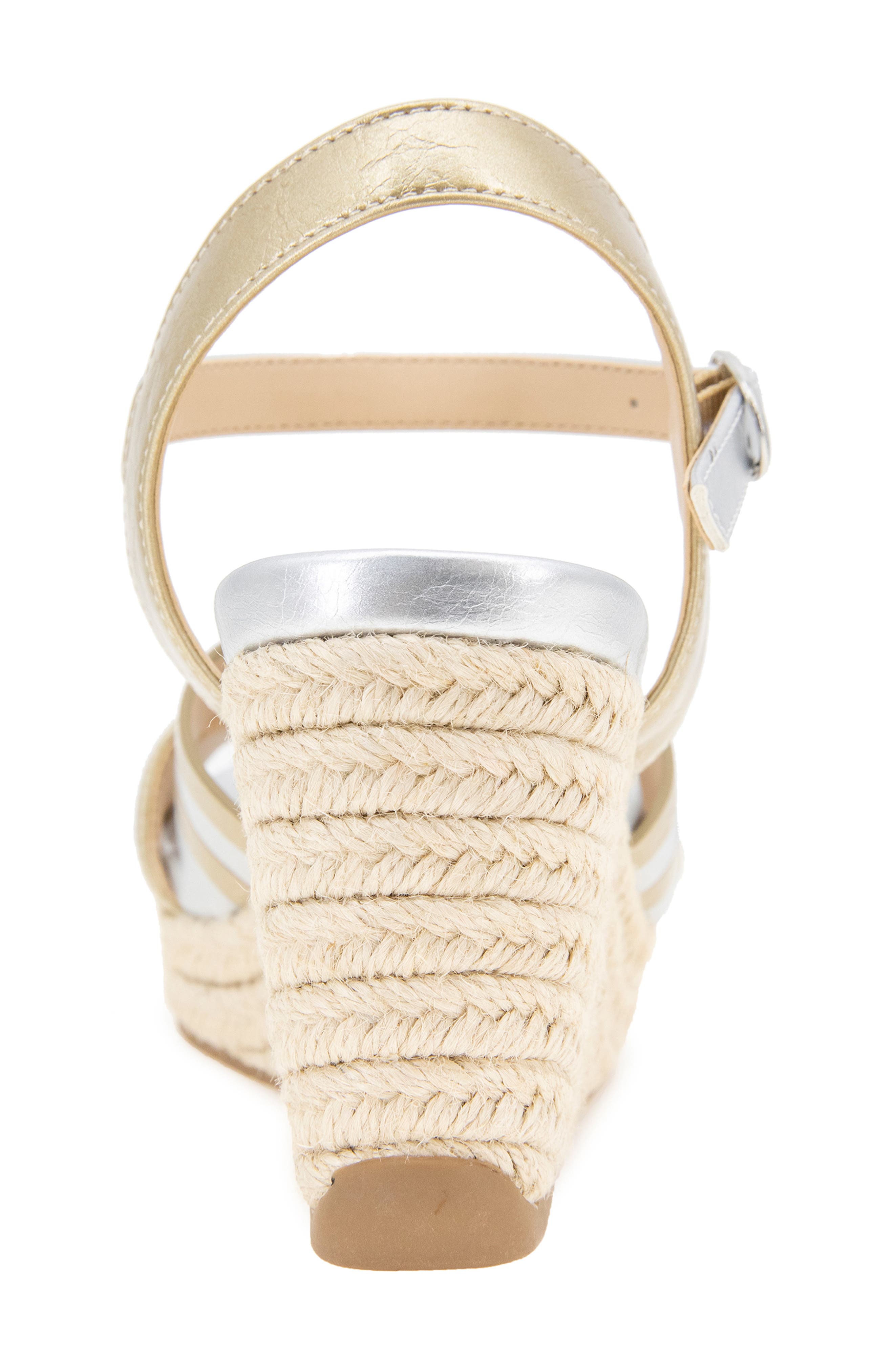 Reaction Kenneth Cole Comi Espadrille Wedge Sandal, Alternate, color, Gold/ Silver