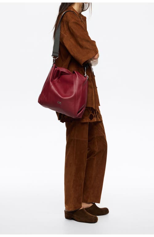 Bimba Y Lola Medium Leather Paper Bag In Red