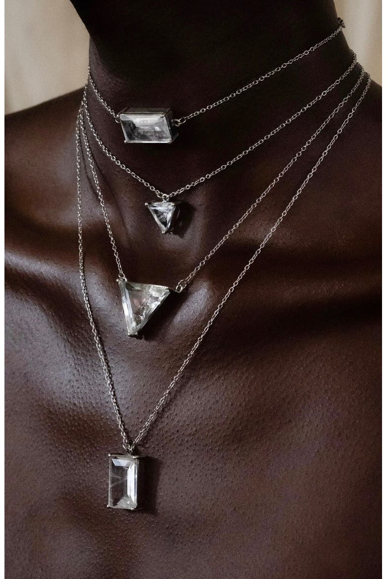 Obscura Stacking Shards in Striated Crystal Necklace, Alternate, color, Baguette Choker
