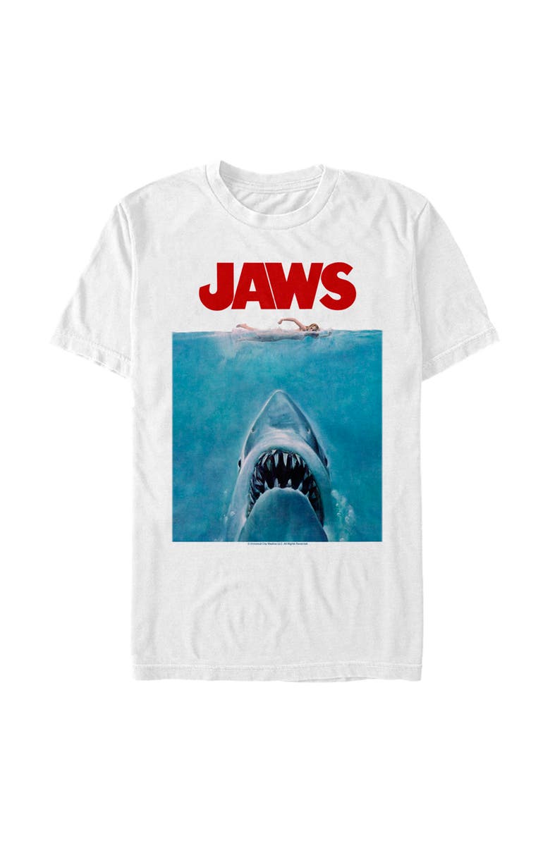 Jaws Men's Jaws Oversized Movie Poster Graphic T-Shirt, Main, color, White