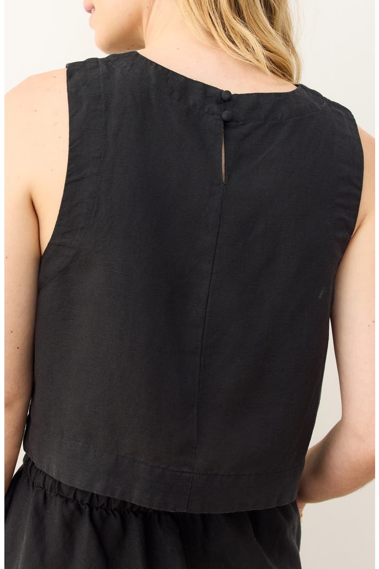 Quinn Sleeveless Linen Blend Crop Top, Alternate, color, BLACK