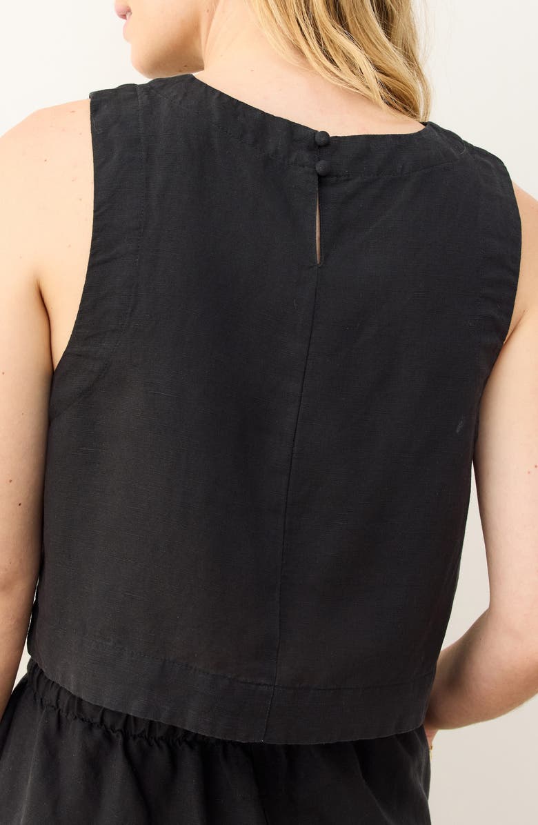 Marine Layer Quinn Sleeveless Linen Blend Crop Top, Alternate, color, Black