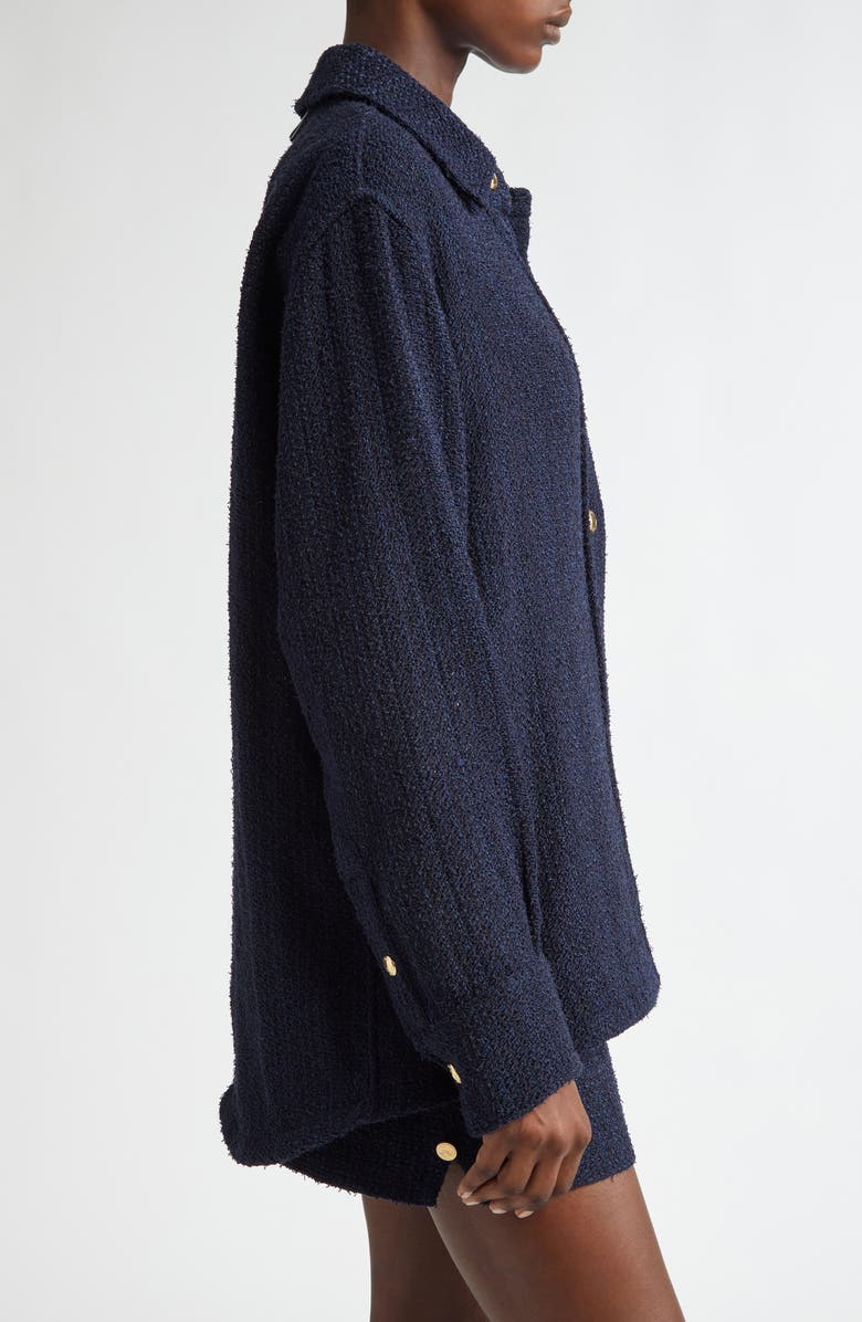 Thom Browne Tweed Shirt Jacket, Alternate, color, Navy