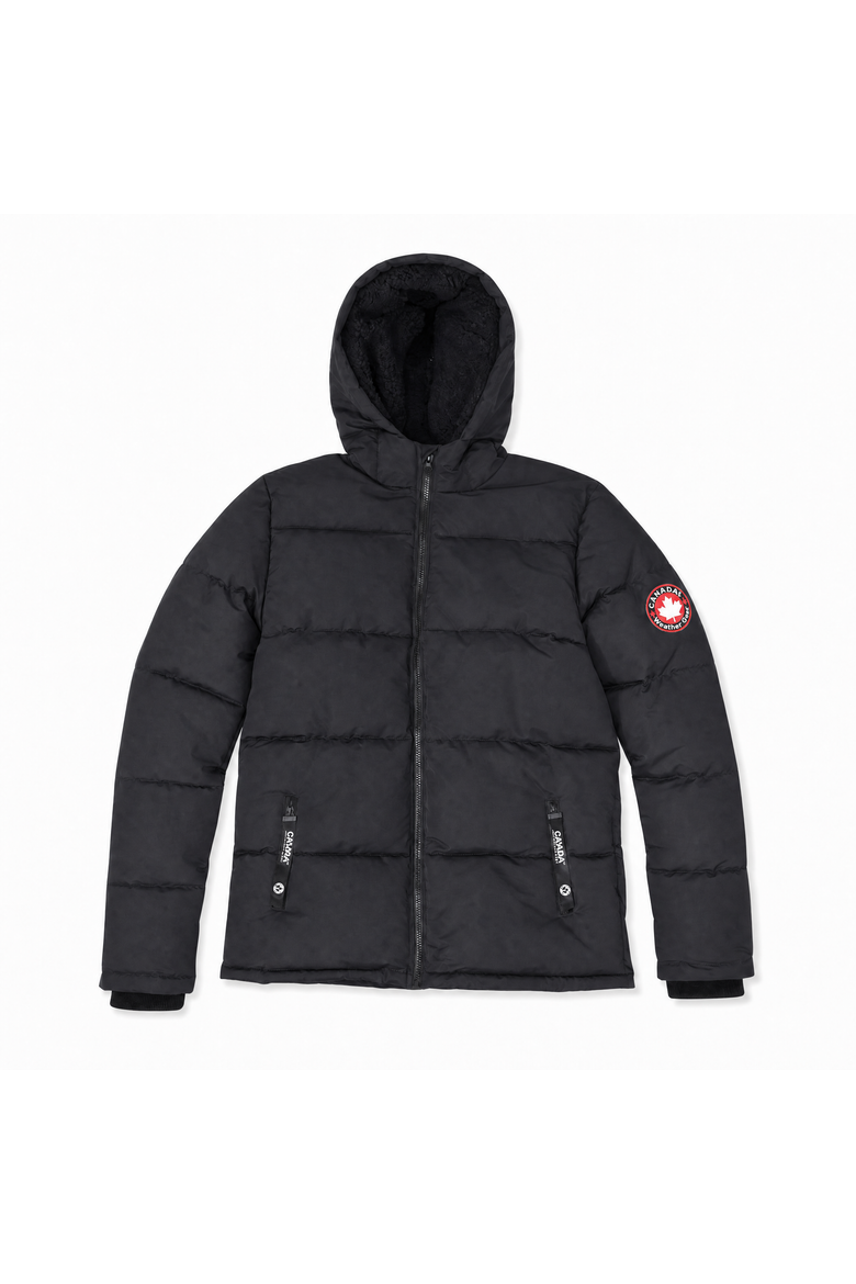 Men's Fleece Lined Hooded Bubble Puffer Jacket, Alternate, color, Black