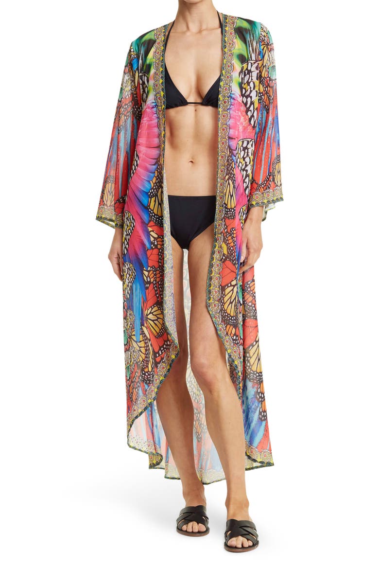 Embellished Flare Sleeve Duster, Main, color, MULTICOLOR